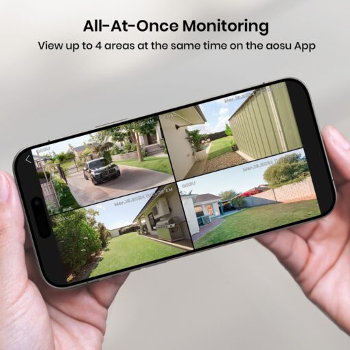 AOSU Security Cameras Outdoor Wireless, 4 Cam-Kit, No Subscription, Solar-Powered, Home Security Cameras System with 360° Pan & Tilt, Auto Tracking, 2K Color Night Vision, Easy Setup, 5G & 2.4G WiFi - Image 8