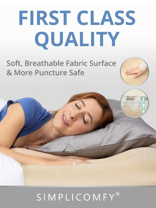 Simpli Comfy Queen EZ Bed Self-Inflating Air Mattress with Built-in Frame, Pump and Wheeled Case, Blow Up Inflatable Rolling Air Bed on Wheels (02.Queen) - Image 2