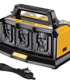Adisipsoarin Super Battery Charger for Dewalt 20v Battery, 6-Ports Simultaneous Rapid Charger Station Compatible with Dewalt 20v Lithium Ion Battery and Tools DCB104 Charger