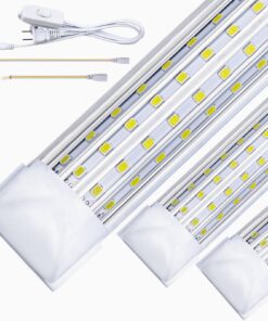 (6-Pack) 8ft LED Shop Light Fixture, 120W 19500LM 6000K, Cold White, U Shape, Clear Cover, High Output, Linkable, T8 Tube Lights for Garage With Plug