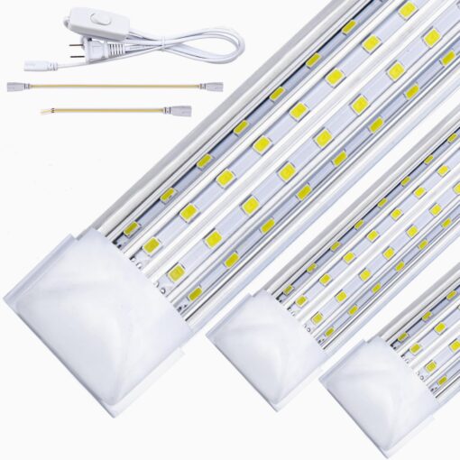 (6-Pack) 8ft LED Shop Light Fixture, 120W 19500LM 6000K, Cold White, U Shape, Clear Cover, High Output, Linkable, T8 Tube Lights for Garage With Plug