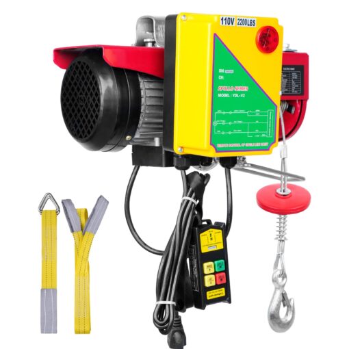 VEVOR 2200lbs Electric Hoist with Wireless Remote Control,110v Electric Hoist with Remote Control, 40ft/20ft Lifting Height & Pure Copper Motor, for Garage Warehouse Factory - Image 2