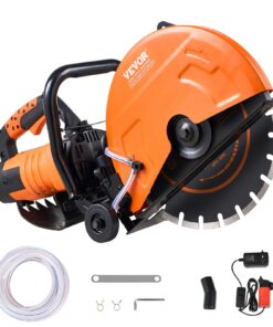 VEVOR Electric Concrete Saw, 14 in Circular Saw Cutter with 5 in Cutting Depth, Wet/Dry Disk Saw Cutter Includes Water Line, Pump and Blade, for Stone, Brick, Porcelain, Concrete, 2600W/15A Motor