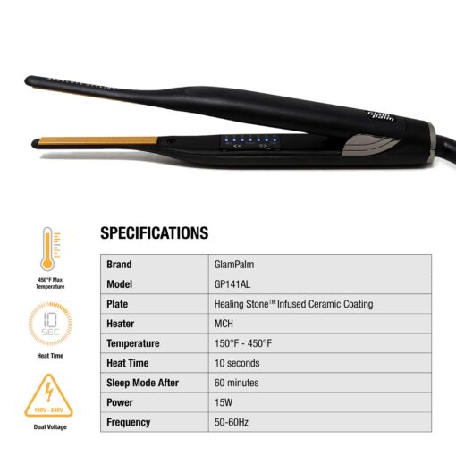 Glampalm Ceramic Flat Iron Hair Straightener, Korea No.1 Salon Haircare Tool, 7 Heat Settings 150° - 450°, 0.3" Small Styling Iron 10 Sec Heat Up, 3D Swivel Cord & Universal Voltage (GP141) - Image 9