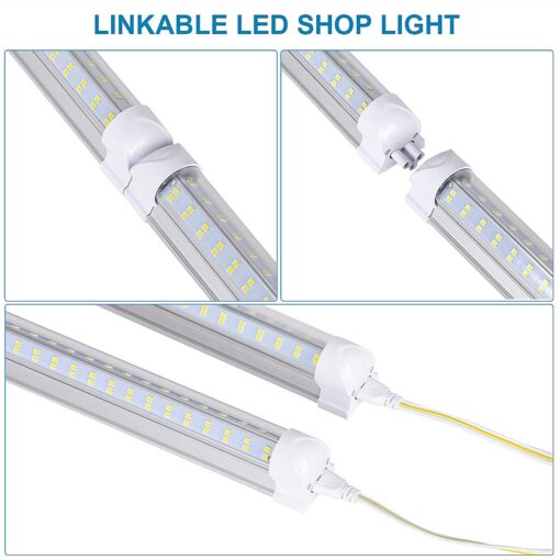(10-Pack) 8ft LED Shop Light Fixture, 120W 19000LM 6000K, Cold White, V Shape, Clear Cover, Hight Output, Linkable Shop Lights, T8 LED Tube Lights, LED Shop Lights for Garage 8 Foot with Plug - Image 4
