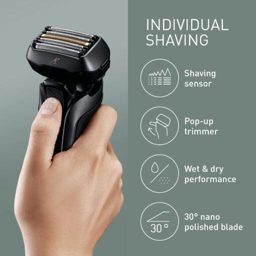 Panasonic ES-LV6U Series 900 Premium Wet/Dry Electric Shaver 5-Way Shaving Head with Linear Motor, Black - Image 11
