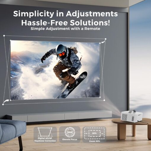[AI Movin System & 1200 ANSI] Projector-4K with WiFi 6 and Bluetooth, 30W DoIby Audio Netflix-Licensed Projector, One-touch Focus Portable 1080P Outdoor-Projector, Lisowod Smart Proyector with HDR10+ - Image 4