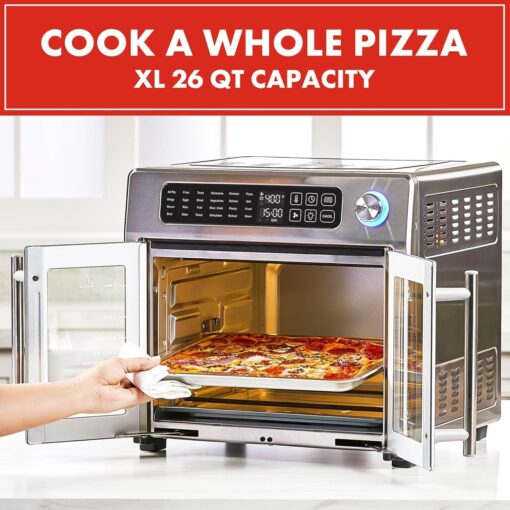 Emeril Lagasse Extra Large French Door Air Fryer Toaster Oven Combo, 24 Cooking Functions and Digital Controls, 7 Accessories Included, Stainless Steel Finish, 26QT Capacity - Image 4