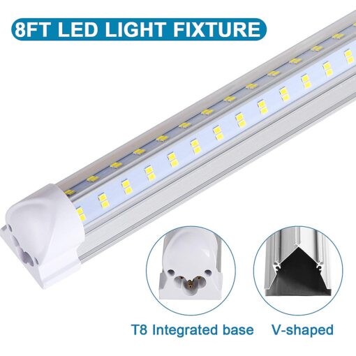 (10-Pack) 8ft LED Shop Light Fixture, 120W 19000LM 6000K, Cold White, V Shape, Clear Cover, Hight Output, Linkable Shop Lights, T8 LED Tube Lights, LED Shop Lights for Garage 8 Foot with Plug - Image 6