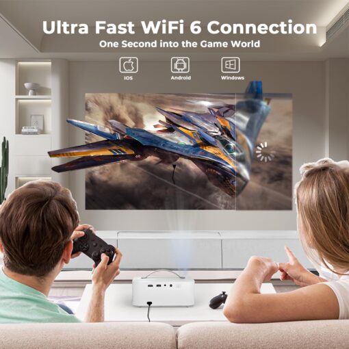 [AI Movin System & 1200 ANSI] Projector-4K with WiFi 6 and Bluetooth, 30W DoIby Audio Netflix-Licensed Projector, One-touch Focus Portable 1080P Outdoor-Projector, Lisowod Smart Proyector with HDR10+ - Image 2