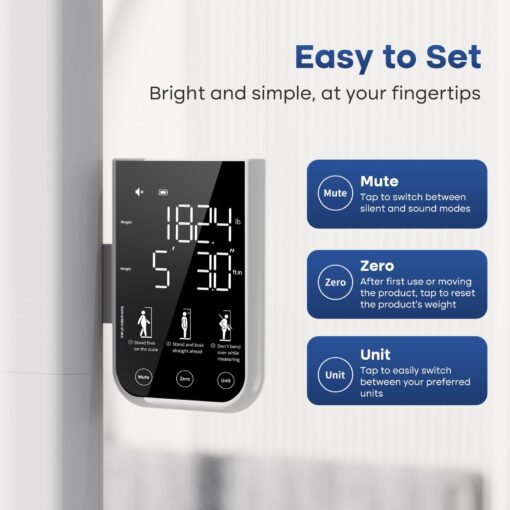 GE Digital Physician Scale BMI: Ultrasonic Electronic Height and Weight Scale 76” Height Measuring Device Accurate Body Weight 485 lb/220 kg Capacity - Image 5