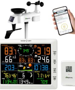Urageuxy WiFi Weather Station with Color Display, Wireless Indoor/Outdoor Weather Monitor - Rain Gauge, Wind Speed/Direction, Anemometer, UV Index & Outdoor Sensor