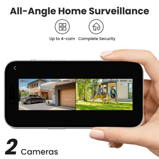 SOLIOM- True 5MP HD Security Cameras Wireless Outdoor, Solar Powered Home Security Camera with 360° Auto Tracking, Pan & Tilt, Spot Light Night Vision,2-Cam Pack, 5G & 2.4G Router, No Subscription - Image 3