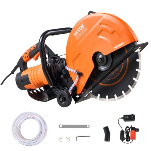 VEVOR Electric Concrete Saw, 14 in Circular Saw Cutter with 5 in Cutting Depth, Wet/Dry Disk Saw Cutter Includes Water Line, Pump and Blade, for Stone, Brick, Porcelain, Concrete, 2600W/15A Motor - Image 2