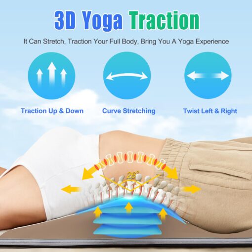 Full Body Massage Mat with Airbags Stretching & Heating, 3D Lumbar Traction & Relaxation, Back Massager Pad, 4 Modes 3 Intensities 3 Heat Levels, PU Leather, Portable & Foldable Design, Fit 5'1-6'0 - Image 4