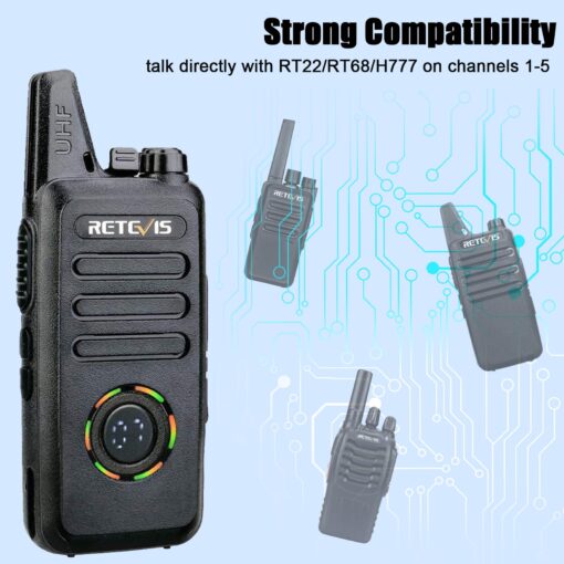 Retevis RT22S Walkie Talkies for Adults,2 Way Radio with Earpiece, Portable FRS Two-Way Radios,Channel Display, Mini Rechargeable Walkie Talkie for Church School Retail Restaurant Automotive(10 Pack) - Image 8