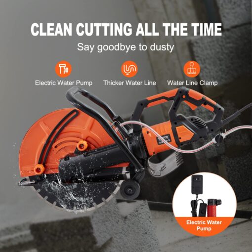 VEVOR Electric Concrete Saw, 16 in, 3200 W 15 A Motor Circular Saw Cutter with Max. & Demolition Jack Hammer, MAX 2200W Electric Jackhammer Heavy Duty, 1350 BPM Concrete Breaker - Image 5
