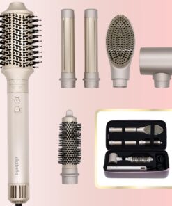 ELLA BELLA® 6 in 1 Professional Hot Air Styler • Powerful Hair Dryer & Straightener Set • Styling Without Heat Damage • Fast Drying Curling Volumizing Straightening • Includes Protective Travel Case
