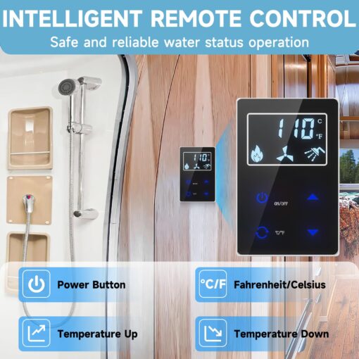 OEVANT RV Tankless Water Heater,55,000 BTU RV Instant Water Heater with Remote Controller,16x16 inch Door＆Front Water Outlet,Propane Gas, DC 12V, CSA Certificated, Compatible with All RVs-Black - Image 7
