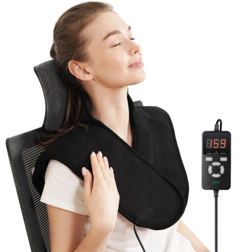 UTK Heating Pad for Neck and Shoulder, Natural Jade and Tourmaline Stones, Auto Shut Off, Memory Function,Temperature Adjustable (Size 23.2" X17.7'') - Image 9