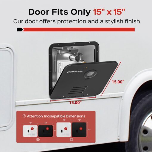 RV Tankless Water Heater Propane Gas, RVPart Pro, with 15"x15" Black Door and Remote Controller, DC 12V, 7×24 Technical Support, High Altitude, Easy Installation, Compatible with All RVs,GT60,Black - Image 3