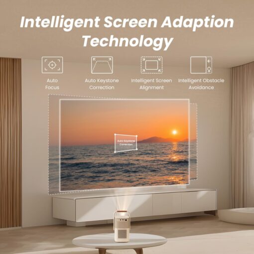 [JBL 2*8W Speakers & Built-in Battery] Yaber T2 Outdoor Projector with WiFi 6 and Bluetooth, Native 1080P Smart Portable Projector for Inside Outside, Compatible w TV Dongle(Not included)(Smile Face) - Image 5