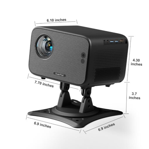 [Netflix Officially & Auto Focus] Mini Projector with WiFi and Bluetooth, XuanPad 4K 1080P Support Portable Projector, 210° Rotatable Stand, Auto Keystone, Dust Removal and Heat Dissipation Design - Image 2