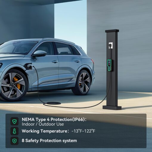 SOPHTRANS Level 2 EV Charger,10 to 40 Amp with J1772 NEMA 14-50 Thick Cable (8AWG), Wall Mounted & Portable Electric Car Charger with WiFi (100-240V,25ft) (Black) - Image 5