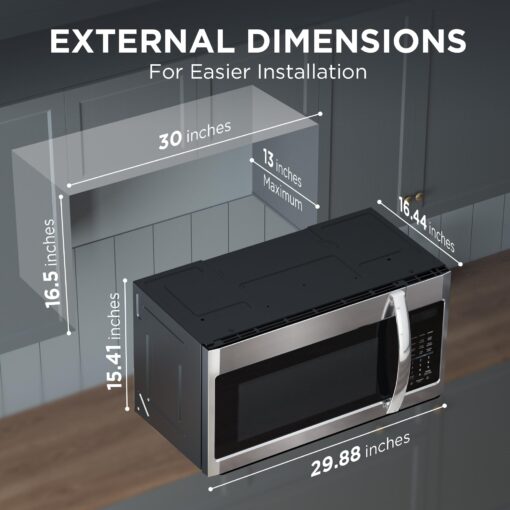 BLACK+DECKER EM044KB19 Over The Range Microwave Oven with One Touch, 1000 Watts, 400 CFM and Sensor Cooking, OTR 1.9 Cu.ft - Image 5