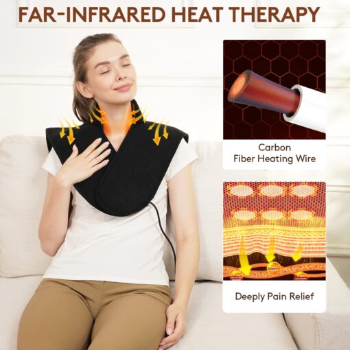 UTK Heating Pad for Neck and Shoulder, Natural Jade and Tourmaline Stones, Auto Shut Off, Memory Function,Temperature Adjustable (Size 23.2" X17.7'') - Image 8