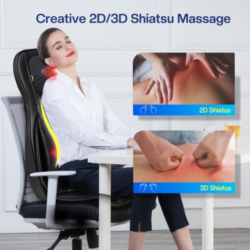 COMFIER Shiatsu Neck Back Massager with Heat,2D/3D Massage Chair Pad with App Control,Deep Tissue Kneading Massage Chair Pad with Compression,Chair Massager for Full Body,Gifts for Mom,Dad, Black - Image 5