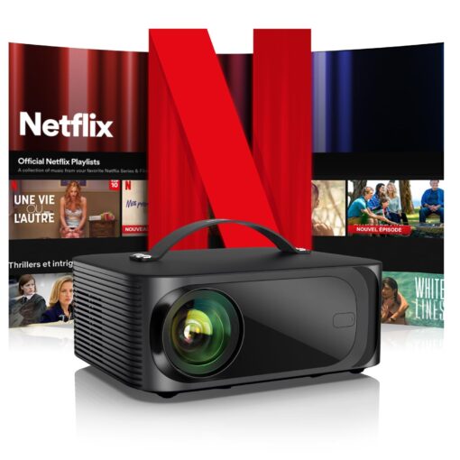 [Netflix-Licensed/Dolby Audio] Projector-4K with Wifi 6 and Bluetooth, ONOAYO 1000ANSI Native 1080P Built-in Netflix/YouTube/PrimeVideo, Electric Focus& 4D/4P Keystone Portable Smart Outdoor Projector