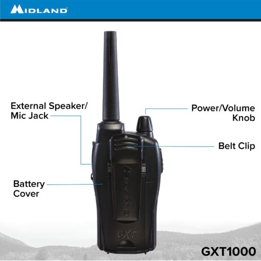 Midland GXT1000VP4 50 Channel GMRS Two-Way Radio - Up to 36 Mile Range Walkie Talkie - Black/Silver (Pack of 6) - Image 7