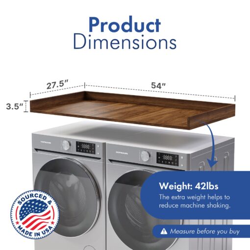 OfficeSimpli Washer Dryer Countertop, Made in USA, Non-Slip Pads, Laundry Room Wood Topper, Washer Dryer Cover for Top, Laundry Guard, Laundry Countertop (California Walnut, Standard (27.5" x 54")) - Image 8