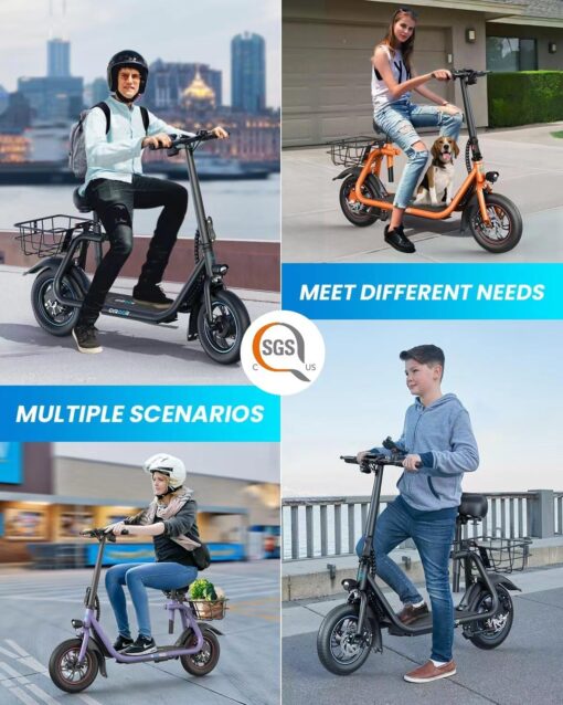 URBANMAX C1 Electric Scooter with Seat, 450W Powerful Motor up to 22 Miles Range, Foldable Electric Scooter for Adults Max Speed 15.5 Mph, Electric Scooter for Commuting with Basket - Image 5