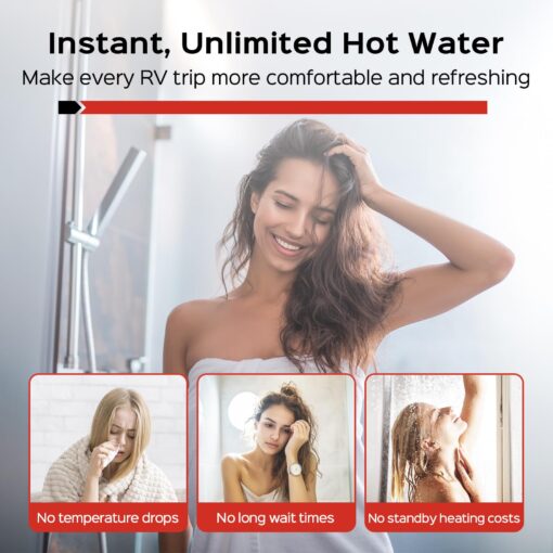RV Tankless Water Heater Propane Gas, RVPart Pro, with 15"x15" Black Door and Remote Controller, DC 12V, 7×24 Technical Support, High Altitude, Easy Installation, Compatible with All RVs,GT60,Black - Image 7