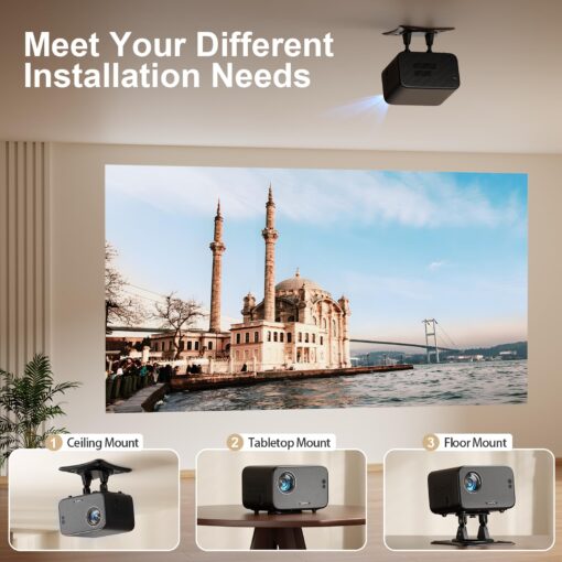 [Netflix Officially & Auto Focus] Mini Projector with WiFi and Bluetooth, XuanPad 4K 1080P Support Portable Projector, 210° Rotatable Stand, Auto Keystone, Dust Removal and Heat Dissipation Design - Image 5