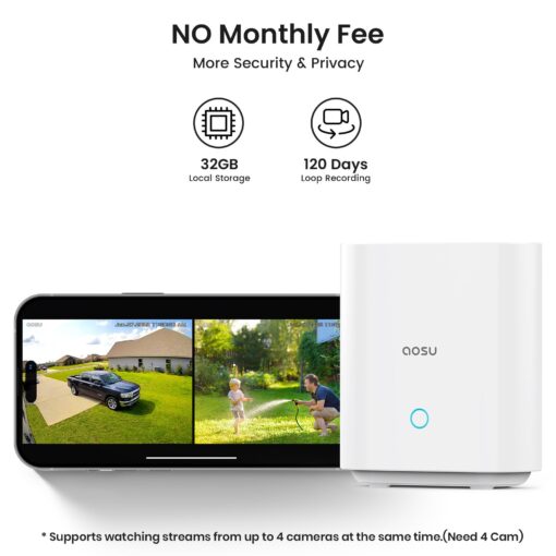 AOSU Security Cameras Outdoor Wireless, 2 Cam-Kit, No Subscription, Solar-Powered, Home Security Cameras System with 360° Pan & Tilt, Auto Tracking, 2K Color Night Vision, Easy Setup, 5G & 2.4G WiFi - Image 9