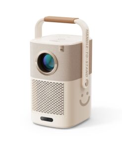 [JBL 2*8W Speakers & Built-in Battery] Yaber T2 Outdoor Projector with WiFi 6 and Bluetooth, Native 1080P Smart Portable Projector for Inside Outside, Compatible w TV Dongle(Not included)(Smile Face)