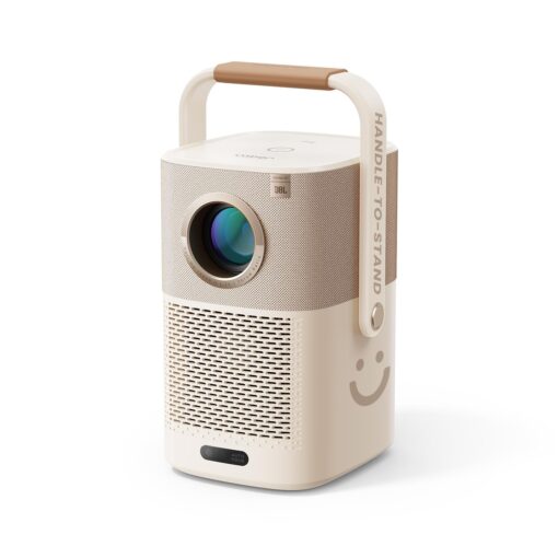 [JBL 2*8W Speakers & Built-in Battery] Yaber T2 Outdoor Projector with WiFi 6 and Bluetooth, Native 1080P Smart Portable Projector for Inside Outside, Compatible w TV Dongle(Not included)(Smile Face)