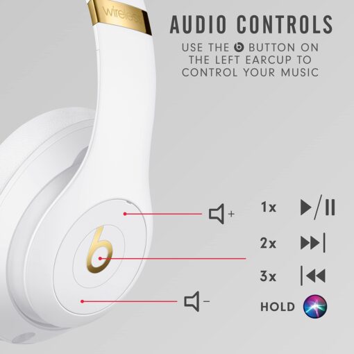 Beats Studio3 Wireless Noise Cancelling Over-Ear Headphones - Apple W1 Headphone Chip, Class 1 Bluetooth, 22 Hours of Listening Time, Built-in Microphone - White - Image 4