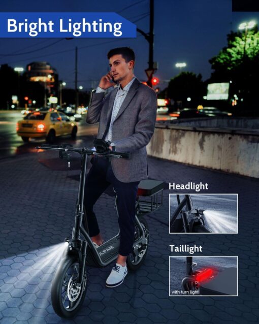 VOLPAM Electric Scooter, 350W/500W Motor, Max 21-28 Miles Range, 19/21 Mph Top Speed, 8.5''/10''/14'' Tires, Dual Braking, Kick Scooter, 2 Wheels and Height Handlebars (27Miles-500W-With Seat) - Image 2