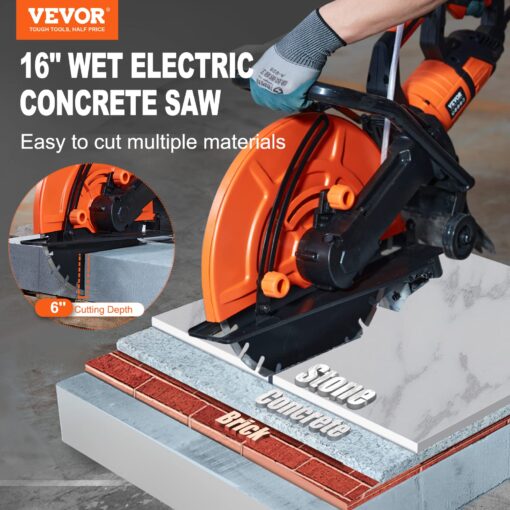 VEVOR Electric Concrete Saw, 16 in, 3200 W 15 A Motor Circular Saw Cutter with Max. & Demolition Jack Hammer, MAX 2200W Electric Jackhammer Heavy Duty, 1350 BPM Concrete Breaker - Image 6