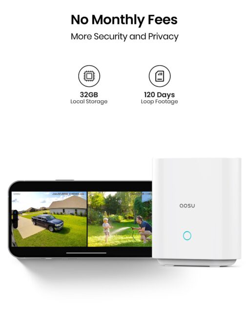 AOSU Security Cameras Wireless Outdoor - 3K 5MP Ultra HD, Home Security System, 240-Day Battery Life, Motion Detection, 166° Wide View, Night Vision, 32GB Local Storage, No Monthly Fee - Image 7
