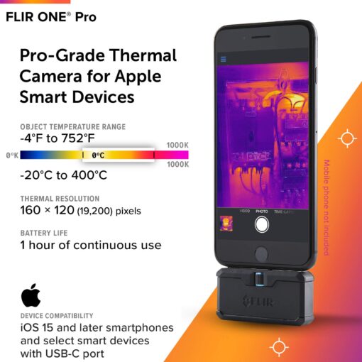 FLIR ONE Pro - High Resolution (160x120) Thermal Imaging Camera for iOS Smartphones (iPhone w/USB-C Only, iPhone 15 and Newer) - Image 9