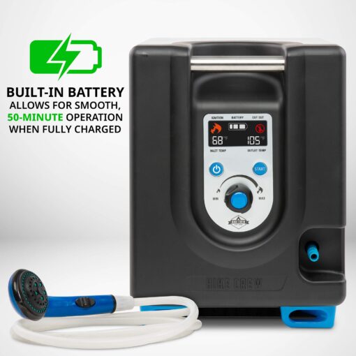 Hike Crew Portable Propane Water Heater & Shower Pump w/Built-in Battery | Compact Outdoor Cleaning & Showering System w/LCD, Safety Shutoff & Carry Case, Instant Hot Water for Camping & Hiking - Image 6