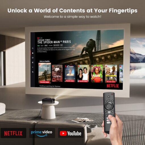 [Netflix-Licensed/Dolby Audio] Projector-4K with Wifi 6 and Bluetooth, ONOAYO 1000ANSI Native 1080P Built-in Netflix/YouTube/PrimeVideo, Electric Focus& 4D/4P Keystone Portable Smart Outdoor Projector - Image 7
