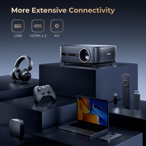 [1000 ANSI & Audio by DBX-TV] Alvar 4K Projector with WiFi 6 and Bluetooth, 30W Speakers, Netflix Certified & DoIby Audio Outdoor Proyector, Auto Focus Native 1080P Smart Projector, Black - Image 2