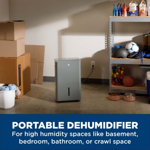 GE Smart Energy Star Portable Dehumidifier w/WiFi for Basement, Bedroom, Bathroom, Garage, Large Rooms up to 4500 Sq Ft, 50Pint w/Removable Bucket & Continuous Drain Connect for Auto/Manual Drainage - Image 6