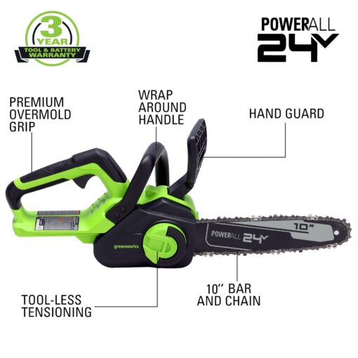 Greenworks 48V (2x24V) 20" Cordless Push Mower, 12" String Trimmer, 320 CFM Blower，10" Chainsaw，and 22" Hedge Trimmer Combo Kit - Image 5